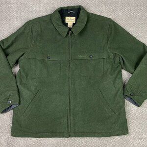 LL Bean Maine Guide Zip Front Jac-Shirt Primaloft Mens XXL Green Mackinaw Jacket